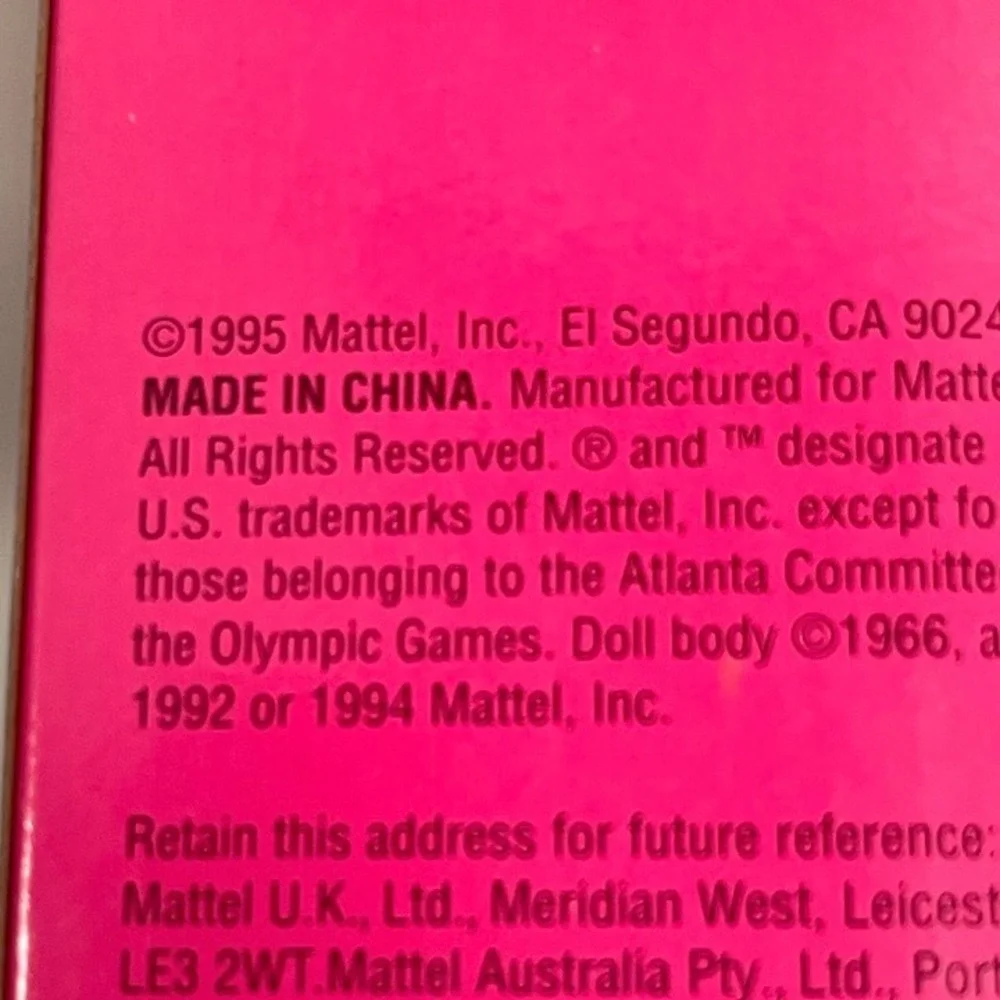 1995 Olympic Gymnast Barbie Doll Licensed Atlanta Olympic Games Blonde Hair‎